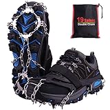 Rakaraka Steigeisen für Bergschuhe, Schuhkrallen mit 19 Edelstahl Zähne Spikes, Eisspikes, Schneekette, Grödel und Spikes für Klettern Bergsteigen Trekking High Altitude Winter Outdoor (Schwarz, M)