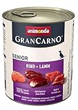 animonda GranCarno Hundefutter Senior, Nassfutter für ältere Hunde ab 7 Jahren, Rind + Lamm, 6 x 800 g