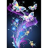 MWOOT DIY 5D Diamant Malerei Kit Mit Schmetterlingsmuster, Butterfly Full Diamond Pasted Painting Voller Stickerei Malerei für Home Wanddekoration (30x40CM)