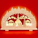 Sikora LB38 beleuchteter XL LED Holz Schwibbogen SEIFFENER Weihnachtsmarkt 57cm Inclusive T