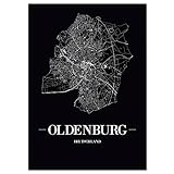 JUNIWORDS Stadtposter, Oldenburg, Wähle eine Größe, 60 x 90 cm, Poster, Schrift A, Schw