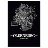 JUNIWORDS Stadtposter, Oldenburg, Wähle eine Größe, 60 x 90 cm, Poster, Schrift A, Schw