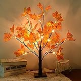 YLJJ Herbst beleuchteter Ahornbaum 24 LED Thanksgiving Weihnachtsdekoration Tischleuchten Batteriebetrieben für Weihnachten Hochzeit Geschenke Indoor Outdoor Ernte Wohnk