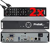 Protek X2 Twin SAT 4K - UHD HDR 2X DVB-S2 Twin Tuner, OpenATV E2 Linux Receiver, Smart TV-Box, Aufnahmefunktion, Kartenleser, Media Player, USB 3.0, WiFi, Zweitfernbedienung & EasyMouse HDMI-Kab