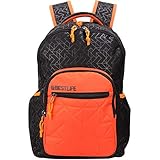 PEDEA Unisex Rucksack „BESTLIFE JUST“ Schultasche Freizeittasche mit Laptopfach bis 15,6 Zoll (39,6cm), schwarz/orang