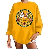 Damen Pullover Lose Langarm Weihnachten Swetashirt Herbst Winter Lang Oversized Langarmshirt Lustig Christmasmannmuster Bluse Tops Lässige Fashion Streetwear Weihnachtspulli Fitness Sport Top
