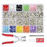 VEGAGLA 250 Sets Druckknöpfe, 10 Farben Metall Druckknöpfe Set mit Zange Jerseydrucknöpfe 9,5mm Baby Knöpfe Druckknöpfe für DIY Basteln Baby Kinder Bekleidung Sewing Craft, Kleding rep