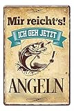 Angelschild - Blechschild - Metallschild mit witzigen Spruch für Angler Sportangler Fischer - Retro Deko Schild Angler-Stube Angel-Verein - Geschenk Freizeit- und Hobbyangler - Petri Heil - 20x30