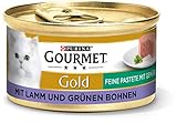 PURINA GOURMET Gold Feine Pastete mit Gemüse Katzenfutter nass, mit Lamm und grünen Bohnen, 12er Pack (12 x 85g)