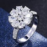 Zirkonia Blume Design Für Frauen Ring Romantisches Jubiläum Geburtstagsgeschenk Pflasterstein Modeschmuck Trend 6 F127