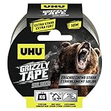 UHU Klebeband Grizzly Tape, Extrem starkes, wiederstandsfähiges & wasserdichtes Gewebeband, 5 cm x 10 m, silb