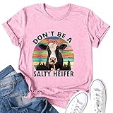 Proumy Damen T-Shirt mit Süßer Katze Aufdruck Sommer Casual Kurzarm Lose Oberteile Tops Vintage Lässig Oversize Rundhals Bluse Tee Shirt (Rosa -04,S)