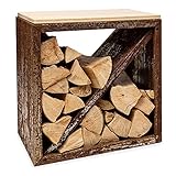 Blumfeldt Firebowl Kindlewood, Holzspeicher, Sitzbank, Für drinnen und draußen, Bambusplattte, 57x56x36cm, b