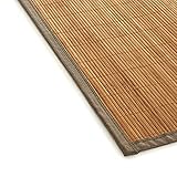 Bambus-Teppich grau für Innen und Außen, Bambus-Teppich für Wohnzimmer, Küche, Arbeitszimmer, Schlafzimmer, rutschfest, mit Bordüre, 50 x 80 cm (Grau)