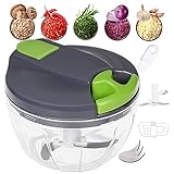 Bugucat Zwiebelschneider，Zwiebel Zerkleinerer 520ml mit Seilzug 3 Klingen Zwiebelhacker， Multizerkleinerer Kleine Gemüseschneider Zwiebelhacker für Zwiebeln Gemüse Obst Nüsse Knoblauch Babynahrung