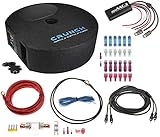 Crunch GP690 Reserverad Subwoofer 150 Watt RMS - Komplettpaket mit High Low Adapter, Vollkupfer Kabel, Abgreifset, 5 Meter Cinchkabel - Aktiver Reserverad Subwoofer 15 x 23