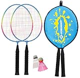 Schildkröt Kinder Federball Set Junior, 2 verkürzte Schläger 45,5 cm, 2 Federbälle, in 3/4 Hülle, 970901