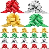 20 Stücke Weihnachten Helle Geschenk Schleifen Feiertag 5 Zoll Schleife Sortiment Regenbogen Gemischte Farbe Ziehen Schleife Gold, Silber, Rot, Grün für Geschenk Verpackung Geburtstag