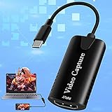 Adhope HDMI Video Capture Card USB 3.0 4K 60fps auf USB C Adapter Type C 1080P Gaming Capture Card Audio Capture Card für Gaming Lehren Broadcast Live Streaming Unterricht Videok