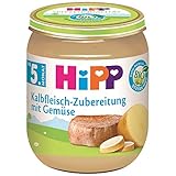 Hipp Fleischzubereitungen, Kalbsfleischzubereitung mit Gemüse, 6er Pack (6 x 125 g)