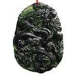 hongbanlemp Statuen Natürliche Schwarze grüne Jade Anhänger Drachenförmige handgemachte Jade-Desktop-Ornamente für Studienbüro Handwerk Viel Glück Amulett Deko S