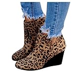 YHIIen Women's Ladies Fashion Girls Leopard Wedges Ankle Zipper Short Boots Bootie Shoes 1014DEC085