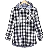 Damen Kariert Jacke Knöpfe Oversized Übergangsjacke Kurz Overshirt mit Kariert Muster Taschen Langarm Leichte Hemdjacke E-Girl Style Y2K Boyfriend Herbst Tops, A1_grau, 54