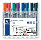 STAEDTLER Lumocolor 356 WP8X Flipchart-Marker (Rundspitze ca. 2 mm Linienbreite, Set mit 8 Markern, Ideal für Flipchart-Blöcke, farbintensiv, geruchsarm, hohe Qualität)