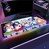 Gaming Mouse Pads Sailor Moon RGB Gaming Mouse Pad LED Gaming Accessories Keyboard Mat Play Mat with Backlight for Pc 300x900x4