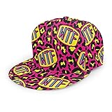 WTF Slogan Hut Baseballmütze Zitat Cartoon Leopardenhaut Tier-Slang Comic Gelb Rot Baseball Caps Unisex Snapback Cap Freizeit Baseball Kappe Verstellbar Trucker Cap Für Damen Herren, Frauen M