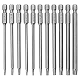 ZITFRI 11pcs Torx Schraubendreher Set Torx Bit Set Lang T6-T40 100mm Sechskantschaft, 1/4' Magnetisch Sternenkopf Sechskant ScSchraubenzieher Set elektrischer Schraubendreher B