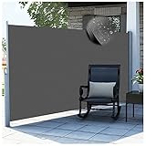 Bilisder Seitenmarkise Ausziehbar, Vertikalmarkise Seitenmarkise mit Wandhalterung, Sichtschutz für Balkon Garten Terrasse, Windschutz Wasserdicht Sonnenschutz (300*180cm, Grau)