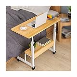 SYFANG Home Mobiler Laptop-Schreibtisch Nachttisch-Computertisch Mobiler Verstellbarer Laptop-Tisch Hubbarer Computerständer Höhenverstellbarer Beistelltisch(Color:Wooden-Bookshelf)