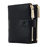 Damen Geldbeutel,PU Leder Portemonnaie Kleine Brieftasche Geldbörse Für Frauen (Schwarz)