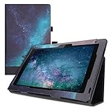 kwmobile Schutzhülle kompatibel mit Sony Xperia Tablet Z2 - Hülle Slim - Tablet Cover Case mit Ständer Galaxie Baum Wiese Blau Grau Schw