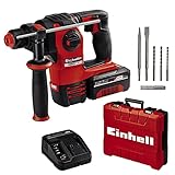 Einhell Akku-Bohrhammer HEROCCO Kit + 5 Power X-Change (Li-Ion, 18V, 2.2 Joule, 18 Nm, Brushless, pneumatisches Schlagwerk, SDS+, inkl. E-Box, Bit-Adapter, 3 Bohrer, 2 Meißel, 3 Ah Akku und Ladegerät)