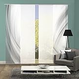 Vision S 94450 | 4er-Set Schiebegardinen UNO | halb-transparenter Stoff in Bambus-Optik | 4X 260x60 cm | Farbe: (grau)