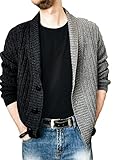 Sweater Herren Langarm V Ausschnitt Einfarbig/Zweifarbig Spleißen Strickwaren Herren Loose Atmungsaktiv Komfortabel Jacke Herren Frühling Herbst Lässig Übergangsjacke H