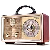 【Zeit PRUNUS J-110BT FM AM(MW) SW Tragbares Bluetooth AUX MP3 Radio. Mit klassischem Vintage-Retro-Gehäuse in Holzoptik. Integrierter 5-W-Lautsprecher, Keine Kopfhörerbuchse.(silbern)