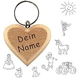 Schlüsselanhänger Herz mit Gravur - beschriftbar mit Name + Motive wie Liebe, Auto, Schutzengel, Einhorn, Fußball, Notenschlüssel - persönliches Geschenk für Partner, Eltern,