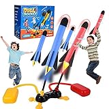 FORMIZON Raketen Schaumstoff Outdoor Spielzeug, Doppelter Raketenwerfer mit 8 Schaumstoff Raketen und 2 Fußpumpe, Air Rocket, Druckluftrakete, Geschenke und Spielzeug für Kinder 3-12 Jahre (Double)