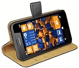mumbi Echt Leder Bookstyle Case kompatibel mit Nokia Lumia 630 / 635 Hülle Leder Tasche Case Wallet, schw