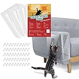 Lewondr 16 Stücke Katze Kratzschutz, Doppelseitig Transparent Kratzfest Klebeband Anti-Kratz-Möbelschutz mit Schrauben, Anti-Kratzer Katzen Couch Schutz für Sofa Tür Möbel Wand - Transp