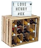 Kistenkolli Altes Land Flaschenregal Henry/Natur/geflammt Maße ca 50x40x30cm Regalkiste Flaschenablage Weinregal Apfelkiste/Weinkiste (Geflammt)
