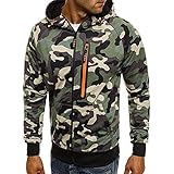 DDZYQ Übergangsjacke Herren Frühling Herbst Sport Casual Fitness Strickjacke Männer Camouflage Jacke Modern Slim Fit Mit Kapuze Casual All-Match Herren Mantel A-Green XXL