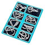 NC 6/8 Teile/Satz Metall Montessori puzzledraht IQ Mind Brain Teaser Puzzles Kinder Erwachsene Interaktives Spiel Reliever Pädagogische Spielzeug Rätsel (Color : Style1 Blue)