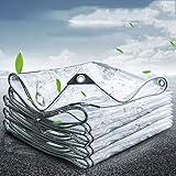 Wasserdicht Transparente Plane,0,35mm Dicke,Stabil Flexibel,Breit für Innen und Außenbereich Meterware,Faltbar PVC-Material Vordächer mit Ösen,Balkon,Vorhang,Sonnenschutz Tarp(2.4x3m/7.9x9.8ft)
