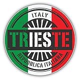 20cm! Hochwertiger Kühlschrank-Auto-Aufkleber Sticker Cartoon Comic Trieste Italien Flagge Fahne UV&Waschanlagenfest D