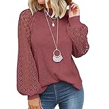 HHOP Sommer Oberteile Damen sexy Pullover Batik Damen Damen blusen Pulli dunkelgrau Damen rosa Longsleeve Damen Casual Damen jojolikes Pullover Damen Tops Damen Spitze Tunika Oberteile Damen W
