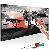murando - Malen nach Zahlen Afrika Elefant 80x40 cm Malset mit Holzrahmen auf Leinwand für Erwachsene Kinder Gemälde Handgemalt Kit DIY Geschenk Dekoration n-A-0263